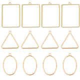 30Pcs 3 Style Brass Pendants, Nickel Free, Rectangle & Triangle & Open Teardrop, Real 18K Gold Plated, 18x12x1mm, Hole: 0.5mm