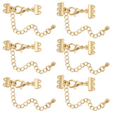 8Pcs 2 Size Brass Chain Extenders, End Chains with Lobster Claw Clasps and Double Strand Necklace Layering Clasps, Real 18K Gold Plated, 62~67mm, 4Pcs/size