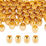 304 Stainless Steel European Beads, Barrel, Large Hole Beads, Golden, 6x6mm, Hole: 4mm, 50pcs/box