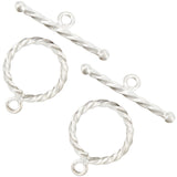 2 Sets Sterling Silver Toggle Clasps, with 925 Stamp, Ring, Silver, Ring: 16x12x1.5mm, Hole: 1.5mm, Bar: 20x5x2mm, Hole: 1.5mm