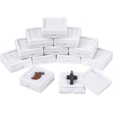 Plastic Jewelry Set Boxes, with Velvet Inside, Square, White, 40x40x15mm