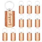 Wooden Keychain, with Stainless Steel Key Rings, Rectangle, Bisque, 8.3cm, 12pcs/box