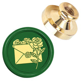 Golden Tone Wax Seal Brass Stamp Head, for Wax Seal Stamp, Flower, 25x14.5mm