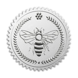 Custom Silver Foil Embossed Picture Sticker, Award Certificate Seals, Metallic Stamp Seal Stickers, Flower with Word Honor Roll, Bees Pattern, 5cm, 4pcs/sheet