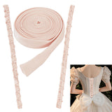 1 Set Women's Wedding Dress Zipper Replacement, Adjustable Fit Satin Corset Back Kit, Lace-up Formal Prom Dress, PeachPuff, Loop Ribbon: 490x24~26x2mm, Ribbon: 3500x15x1mm