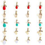 20Pcs 5 Colors Faceted Teardrop Glass Pendants, with Glass Pearl Round Beads, Star 304 Stainless Steel Charms & Lobster Claw Clasps, Mixed Color, 4pcs/color