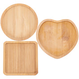 3Pcs 3 Style Wooden Mosaic Coaster Base Bottom Embryo, Flat Round & Heart & Square, DIY Mosaic Cup Mat Material Accessories, Sandy Brown, 90~100x90~100x9~10mm, Inner Diameter: 80~94mm, 1pc/style