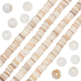 2 Strands Natural Freshwater Shell Beads Strands, Flat Round/Disc, Heishi Beads, Yellow, 8~8.5x1.5~2.5mm, Hole: 1mm, about 190pcs/strand, 15.35 inch(39cm)