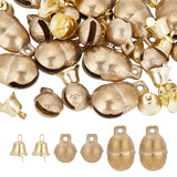 40Pcs 3 Styles Brass & Iron Bell Pendants, Mixed Shapes, Golden, 16~27x13.5~17.5x10.5~13mm, Hole: 2.3~4x2.3~3mm