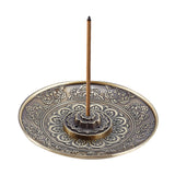 Portable Incense Burner Set, 5 Holes Alloy Incense Holder, with Detachable Ash Catcher, Home Office Teahouse Zen Buddhist Supplies, Lotus Pattern, Antique Bronze, Plate: 99x12mm, Holder: 34.5x9mm, 2pcs/set