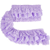 2 Yards 3 Layer Polyester Organza Ruffled Pleated Lace Flower Fabric Trim, Garment Accessories, Lilac, 4-1/2~6-3/4 inch(115~170mm)