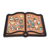 Cork Board Display Decorations, for Brooch Pin Display Organizer, with Alloy Finding, Book Pattern, 180x280x20mm