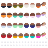 32Pcs 16 Style Two Tone Flat Round Resin & Walnut Wood Stud Earrings with 316 Stainless Steel Pins for Women, Mixed Color, 10mm, Pin: 0.7mm, 2pcs/style