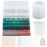 DIY Penholder & Pen Pot Silicone Mold Kits, Include 3ML Disposable Plastic Dropper, Wooden Craft Sticks & Measuring Cup & Iron Tweezers, Mixed Color, 14pcs/set