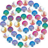 Resin Cabochons, Flat Round with Fish Scale, Mixed Color, 12x3mm