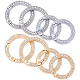 8Pcs 4 Styles Alloy Crystal Rhinestone Spring Gate Rings, Ring Shape, Platinum & Light Gold, 28.5~34x5mm, Inner Diameter: 19~24.5mm, 2pcs/style