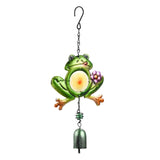 Frog Glass Wind Chime, Iron Bell Hanging Ornament for Landscape Outdoor Balcony Decoration, Black, 330mm