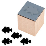 Wooden Stamps with Rubber, for DIY Craft Card Scrapbooking Supplies, Fish, 25~25.5x25~25.5x32mm