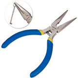 Jewelry Pliers, Iron Long Nose Pliers, Serrated Jaw and Wire Cutter, Dodger Blue, 130x70x10mm