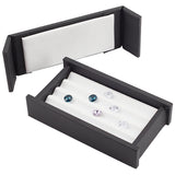 4-Slot Rectangle PU Letaher Loose Diamond Presentation Box, Small Gems Showing Case with Lid for Diamond Storage, Black, 12.05x6.5x2.5cm