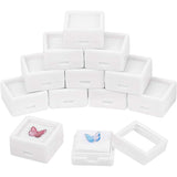 Acrylic Jewelry Box, with Sponge, Square, White, 2.95x2.95x1.65cm