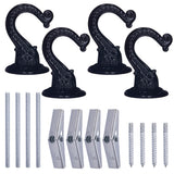 Alloy Chandelier Lighting Hooks, Embossed Ceilling Hook Hanger, with Screws, Black, 56.5x40.5x38mm