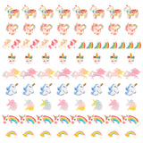 Opaque Resin Cabochons, Unicorn & Unicorn with Rainbow & Stars Rainbow & Rainbow, Mixed Color, 80pcs/set