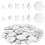 300Pcs 6 Style Adhesive Acrylic Cabochons Sheets, Mirror Mosaic Pieces, Mosaic Tiles for Arts DIY Crafts, Silver, 17~45.5x11.5~39.5x0.8~1mm, 50pcs/style