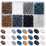 800Pcs 8 Style 2-Hole Seed Beads, Czech Glass Beads, Mixed Color, 5x3.5x2.5~3mm, Hole: 0.5mm, 100Pcs/style