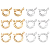 12Pcs 6 Style Eco-friendly Brass Spring Ring Clasps, Cadmium Free & Lead Free, Long-Lasting Plated, Golden & Silver, 9~15.5x7~13x1.5~2mm, Hole: 1.5~2.3mm, Inner Diameter: 3~7.5mm, 2pcs/style