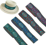 14M 4 Colors Ethnic Style Embroidery Polyester Ribbon, Garment Accessories, Floral Pattern, with 4Pcs Metallic Wire Twist Ties, Mixed Color, 33mm, 3.5m/color