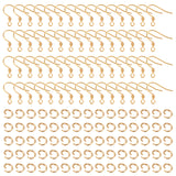 100Pcs 304 Stainless Steel Earring Hooks, with 100Pcs Open Jump Rings, Golden, 18x16x0.8mm, Hole: 2.5mm