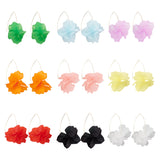 9 Pairs 9 Colors Acrylic Flower Dangle Earrings, Golden 304 Stainless Steel Long Drop Earrings for Women, Mixed Color, 78.5mm, Pin: 0.8mm, 1 Pair/color