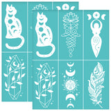 Self-Adhesive Silk Screen Printing Stencil, for Painting on Wood, DIY Decoration T-Shirt Fabric, Turquoise, Cat Shape, 280x220mm