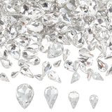 220Pcs 4 Style Glass Rhinestone Cabochons, Pointed Back & Back Plated, Faceted, Teardrop, Crystal, 8~14x5~10x2.8~4.5mm