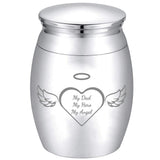 Alloy Cremation Urn Kit, with Disposable Flatware Spoons, Silver Polishing Cloth, Velvet Packing Pouches, Heart Pattern, 40.5x30mm, 1pc