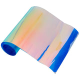 Transparent PVC Vinyl Sheets, Iridescent Magic Mirror Effect, Blue, 98.5x20x0.05cm