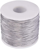 Round Elastic Cord, with Polyester Outside and Rubber Inside, Silver, 1mm, 100m/roll