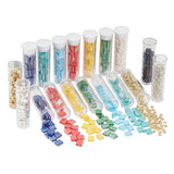 490Pcs Rectangle 2-Hole Opaque Glass Seed Beads, with 300Pcs Round Glass Seed Beads, Mixed Color, 790Pcs/bag