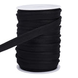 Flat Polyester Elastic Cord/Band, Webbing Garment Sewing Accessories, Black, 11mm, about 20.00 Yards(18.29m)/Set