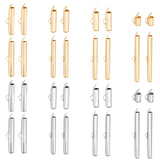 64Pcs 16 Style 304 Stainless Steel Slide On End Clasp Tubes, Slider End Caps, Mixed Color, 8.5~40x5.5~6x4mm, 4pcs/style