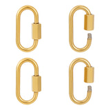 4Pcs 304 Stainless Steel Screw Carabiner Lock Charms, for Necklaces Making, Oval, Golden, 21x11x4mm, Screw: 7x4mm