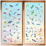 8 Sheets 8 Styles PVC Waterproof Wall Stickers, Self-Adhesive Decals, for Window or Stairway Home Decoration, Rectangle, Dragonfly, 200x145mm, about 1 sheets/style