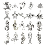 Tibetan Style Alloy Pendants, Ocean Theme, Mixed Shapes, Antique Silver, 24x21x4mm, 60pcs/box