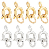 40Pcs 2 Colors Brass Spring Ring Clasps, with 304 Stainless Steel Open Jump Rings, Golden & Silver, 1cm, 20pcs/color
