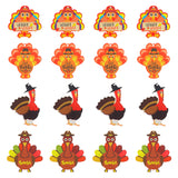 16Pcs 4 Styles Thanksgiving Day Opaque Acrylic Pendants, Turkey Charm, Mixed Color, 37~53x39.5~52x2.2mm, Hole: 1.5mm, 4pcs/style