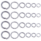 120Pcs 6 Styles 304 Stainless Steel Open Jump Rings, Round Ring, Stainless Steel Color, 10~20x1.4~2.5mm, Inner Diameter: 8~16.2mm, 20pcs/style