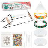 DIY Beaded Bracelet Makint Kit, Incluidng Iron Beading Loom, Glass Seed Beads, Elastic Thread, 304 Stainless Steel Slide On End Clasp Tube, Plastic Diamond Tray, Mixed Color