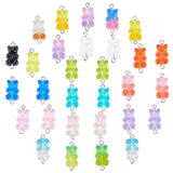 Resin Links Connectors, with Platinum Plated Iron Loops, Bear, Mixed Color, 24~25x10.5~11x7mm, Hole: 1.8mm, 17 colors, 72pcs/bag