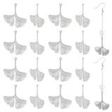50Pcs 304 Stainless Steel Pendants, Ginkgo Leaf, Stainless Steel Color, 28x26x2mm, Hole: 1mm